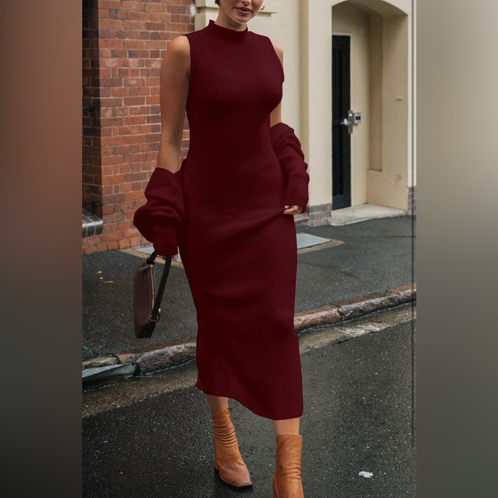 NWOT Elegant Burgundy Sleeveless 2 piece Dress M